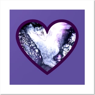 Icy Blue/Purple Paint Pour Heart Posters and Art